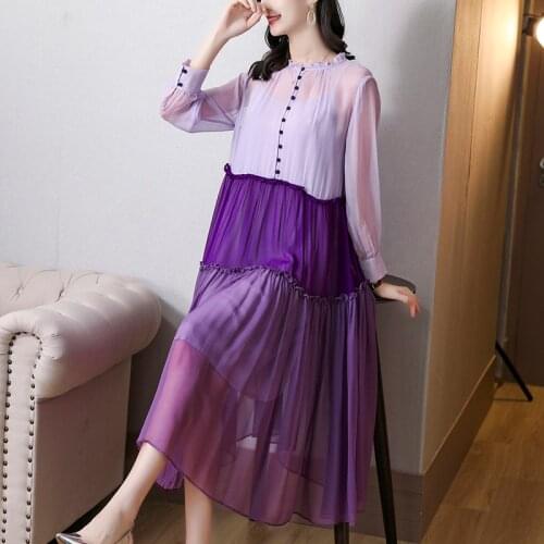 Spring Boho Red Mulberry Silk Vintage Midi Dress Autumn Women Casual Loose Beach Dress 2021 Elegant Bodycon Party Solid Vestidos