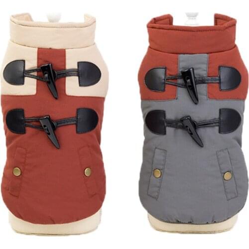 Horn Button Pet Winter Dog Coat Jacket Small Dog Warm Clothes Chihuahua French Bulldog Puppy Jacket Winter Dog Clothing Outfit