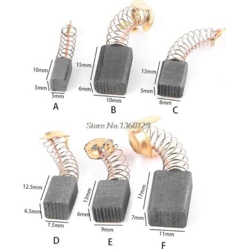 10pcs Power Tool Carbon Brush Electric Hammer Angle Grinder Graphite Brush Replacement Various Size For Dremel Rotary Tool