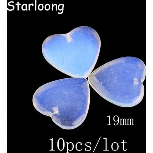 10pcs/lot 19mm glass lampwork heart shape flat opal stone beads with hole for DIY necklace bracelet jewelry making