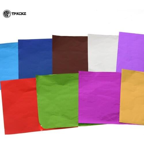 100Pcs/Set Chocolate Package Paper 10 X 10 Cm Food Aluminum Foil Diy Candy Tea Baking Wrapping Tin Paper