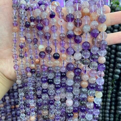 4-9mm Natural Supper Seven Crystal Beads 15'' Round Quartz DIY Loose Beads For Jewelry Making Beads Women Bracelet Necklace Gift