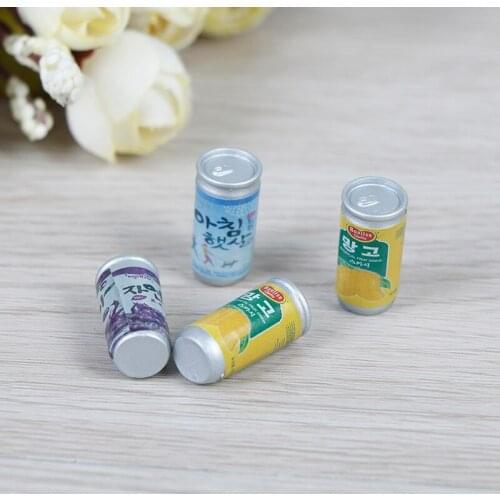 4pcs Cute Mini Cans 1:12 Scale Miniature Doll House Furniture Soda Drink DIY Dollhouse Kitchen Accessories