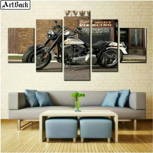 5 spell painting motorcycle icon full square diamond painting 3d round diamond mosaic artwork embroidery set sticker