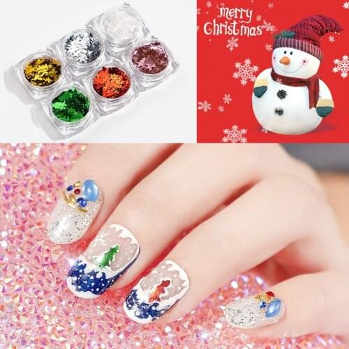 6 Color/Set Christmas stickers nail decoration Christmas tree sequins series nail stickers nail accessories