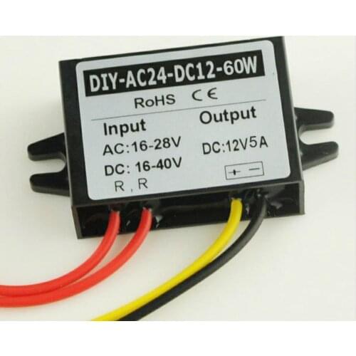 Converter CAR LED Waterproof DC(16V-40V) AC(16-28V) to DC Buck 60W 24V to 12V 5A