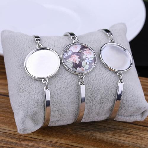 JUYA 4pcs/lot Bracelets DIY Making Accessories 20mm Round Blank Cabochon Bracelet Base Trays For Women Jewelry Handmade Findings
