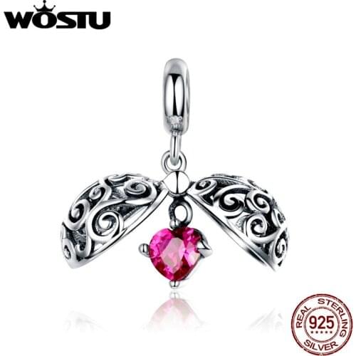 WOSTU European 925 Sterling Silver Open Heart Charms Love Beads Fit Original Bracelet Pendant Charms For Jewelry Making CQC1114