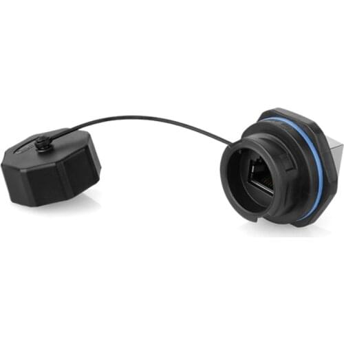 CAT 6 RJ45 Shielded Industrial Panel Mount Bulkhead Feed Thru Coupler with IP67 Waterproof/Dust Cap Ethernet LAN Cable Connector