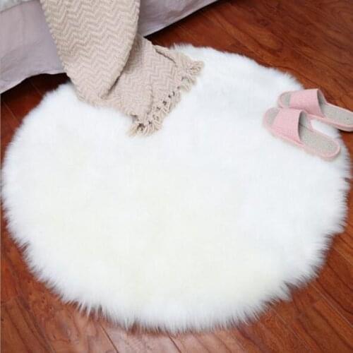 Imitation Wool Carpet Chair Cover Bedroom Faux Mat Seat Pad Plain Skin Fur Plain Fluffy Area Rugs Washable Artificial Textile