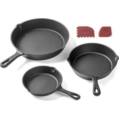 Cast Iron Skillet Non-stick Frying Pan Cooking Pot Restaurant Chef Cookware eco-friendly