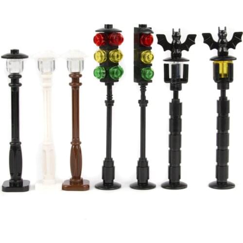 MOC City Accessories Building Blocks Halloween Bat Vintage Street Light Blocks Traffic Light Model Figure Parts Bricks Toys