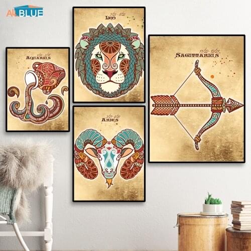 Canvas Painting Nordic Poster And Print Wall Art Twelve Constellations Decorative Picture Wall Pictures For Living Room Abstract