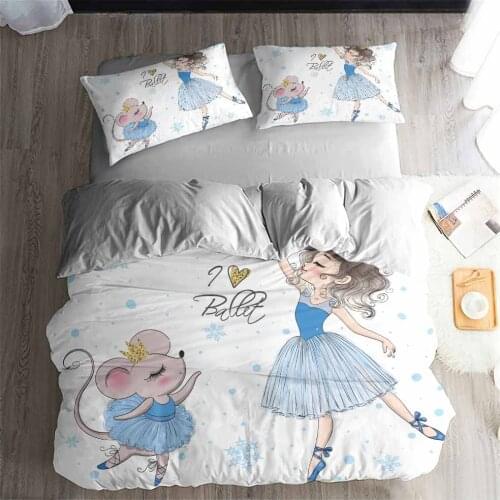 HELENGILI 3D Bedding Set Cartoon ballet girl pattern Print Duvet cover set bedclothes with pillowcase bed set home Textiles