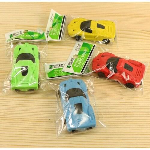 Cartoon Racing Car Pencil Eraser with Storage Egg,Rubber Novelty Kids Student Learning Office New Stationery