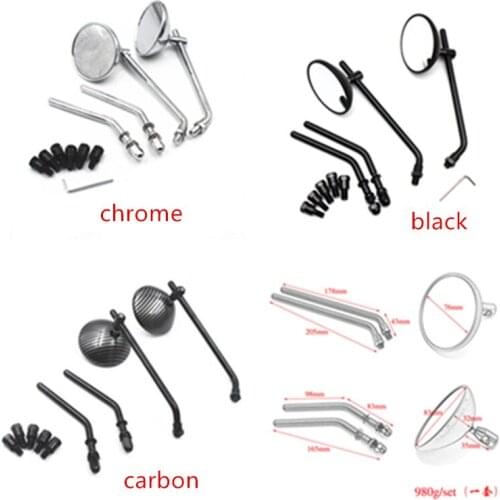 Motorcycle 8MM 10MM Round Rearview Side Mirrors For Honda Yamaha Kawasaki Suzuki Cafe Racer Old School Street bike