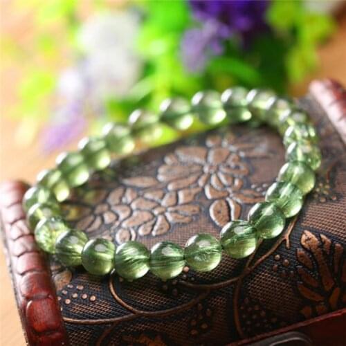 Natural Brazil Olivine Green Beads Stretch Crystal Bracelet 8mm AAAAA