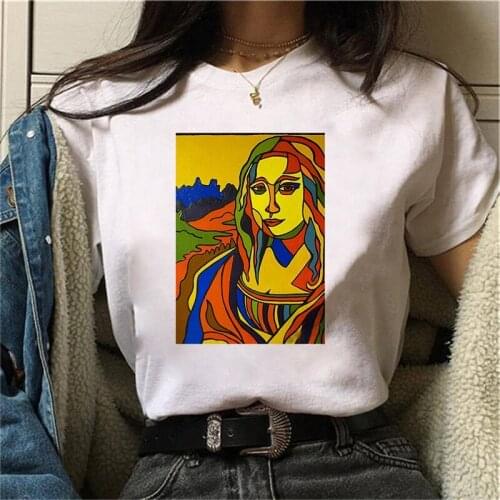 2021 new Women summer spoof Mona Lisa Printed T-Shirts Women Aesthetics funny Tshirts women New Style White Tees Female
