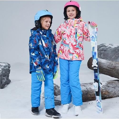 New Boys Girls Ski Suit Children Windproof Waterproof Warm Ski Set Kids Winter Skiing And Snowboarding Jacket Pants Snow Coat