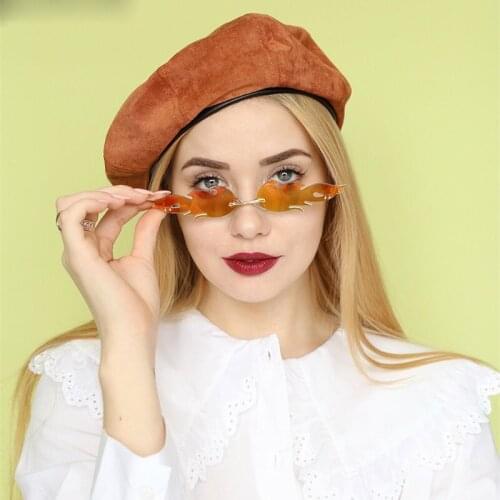 Fire Flame Sunglasses Life Supplies Wave Rimless Streetwear Retro Narrow 1PC Fashion Metal Shades Cycling Eye Glasses