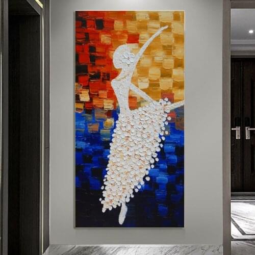Modern Large Size Dancing Girl Poster Canvas Painting Abstract Art Pictures For Living Room Ballet Girl Wall Art Home Decor