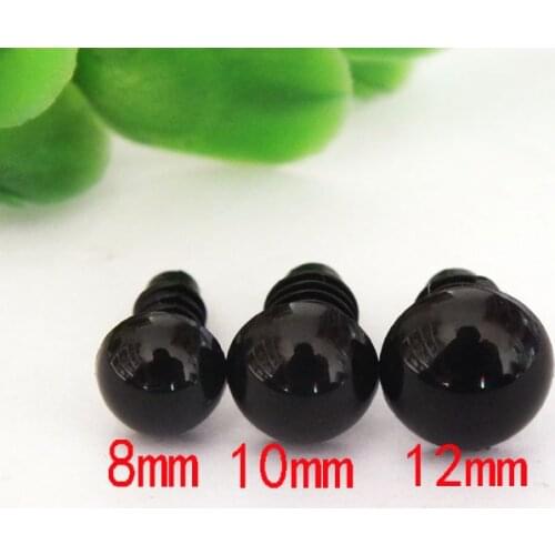 8mm/10mm/12mm Plastic Round Eyeball Black Safety Eyes for Teddy Bear Puppet Animal Plush Toy Cartoon Doll Eyes Kids Toys 60pcs