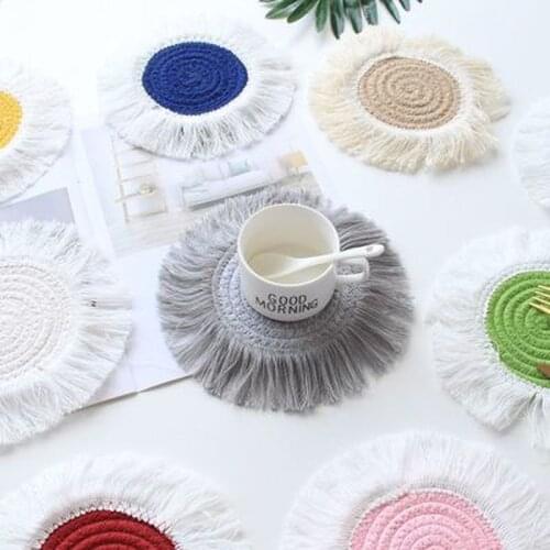 Weave Macrame Coaster Nordic Style Cup Pad Cotton Boho Non-slip Insulation Mats Kitchen Accessories Home Decor Tableware