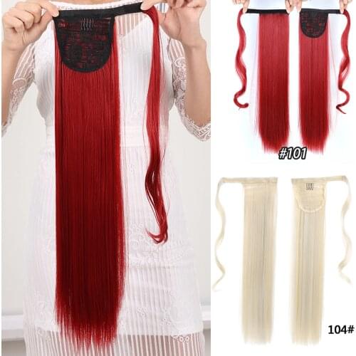 Straight Ponytail Clip In Wrap Around PonyTail Hair Extension As Synthetic Natural Hair