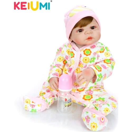 KEIUMI 23" Realistic Reborn Menina Boneca Full Silicone Body Reborn Baby Vinyl Doll For Kids Childrens Day Gifts