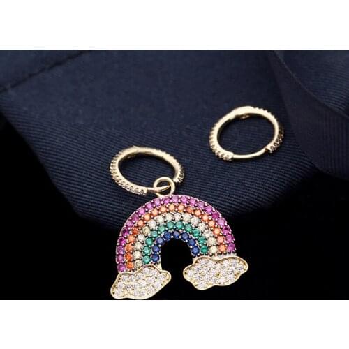 Ruifan Korean Rainbow/Irregular Ladies Earrings Multicolor Cubic Zircon Women Earring Fashion Jewelry Accessories Gift YEA343
