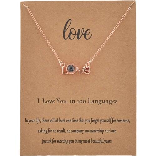 6pcs With Card LOVE Letter 100 Language I love You Necklace For Women Wedding Letter Necklace Jewelry Drop Shipping