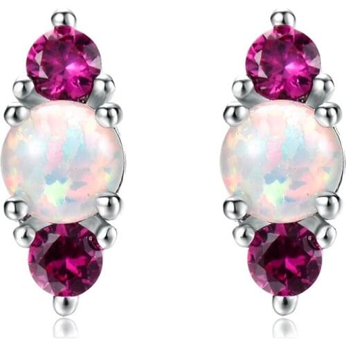 UFOORO earrings White Fire Opal Earrings for Women wedding Jewelry Cute Earrings Gift girlfriend 2019