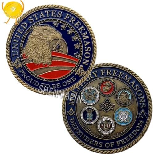 United States Freemason Commemorative Coin Army Navy Air Force Marine Corps Coast Guard Coins Collectibles Defenders of Freedom