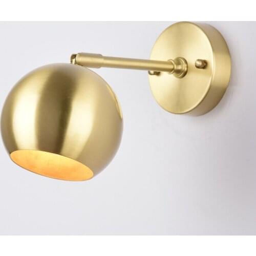 Modern 10cm Size Copper Ball Shade Lighting Copper Wall Light Brass lustre Sconce Lighting Fixture Led Brass Wall Lamp