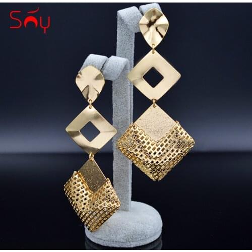 Sunny Jewelry Ethnic Jewelry Big Square Earrings For Women Long Drop Dangle Earrings For Party Birthday Gift Jewelry Findings