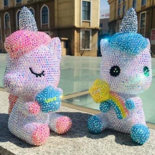 Sparkling Unicorn Rhinestones Bling Figurines Piggy Bank Kids Gifts Cute Childrens Money Saving Bank Christmas Decor