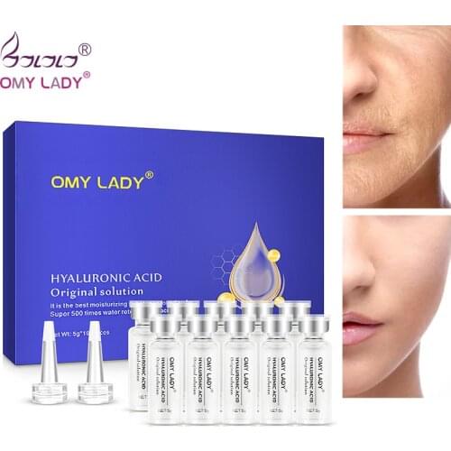 OMY LADY 10pcs Hyaluronic Acid Facial Serum Anti-aging Deep Moisturizing Anti-wrinkles Face Skin Care Essence