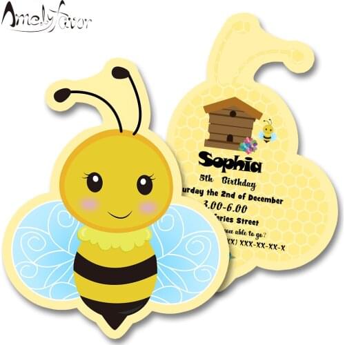 Honey Bee Insects Theme Invitation Card Party Supplies Yellow Black Invitation Party Decorations Event Birthday Custom-Made