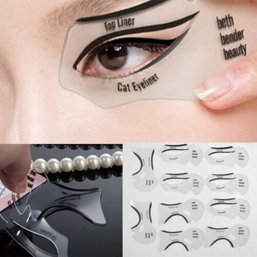 2pcs Pro Eyebrows Template Card Eyeliner Stencils Winged Eyeliner Stencil Models Template Shaping Eye Shadow Makeup Tools NICE