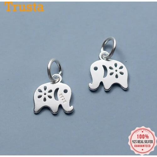 Trustdavis 2020 Fashion Real 925 Sterling Silver Sweet Animal Elephant Charm Pendant Handmade DIY Accessories Wholesale DZ13