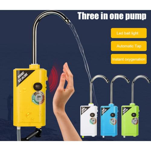 Outdoor Fishing Oxygen Pumping Portable Smart LED Light Fishing Air Pump Intelligent Induction Water Extractor New