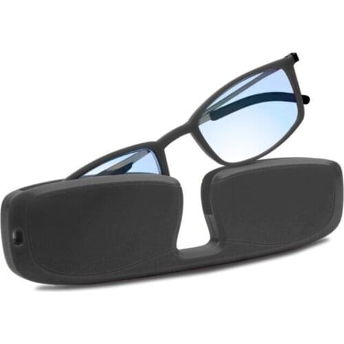 Ultrathin Mini Portable Reading Glasses Men Women Anti-blue Light Presbyopic Glasses Spring Hinge TR90 black/red with Case