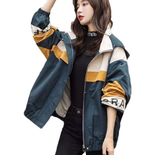 2021 Spring Autumn Korean Loose Trench Coat Women Casual Tooling Fried Street Jacket Womens Hooded Parka Overcoats Lined Trend