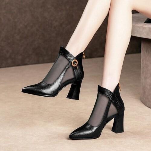 2020Women Crystal Lace Zip Mesh Pumps Woman High Heels Summer Female Shoes Classics Solid Platform Sandals Ladies Party Shoes