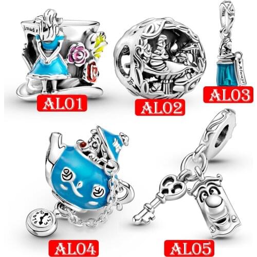 Charm jewelry Mad Hatter Cheshire Cat silver bead fit Original pan bracelet for women gift