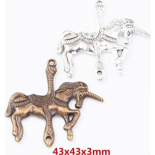 10 pieces of retro metal zinc alloy horse pendant for DIY handmade jewelry necklace making 7788