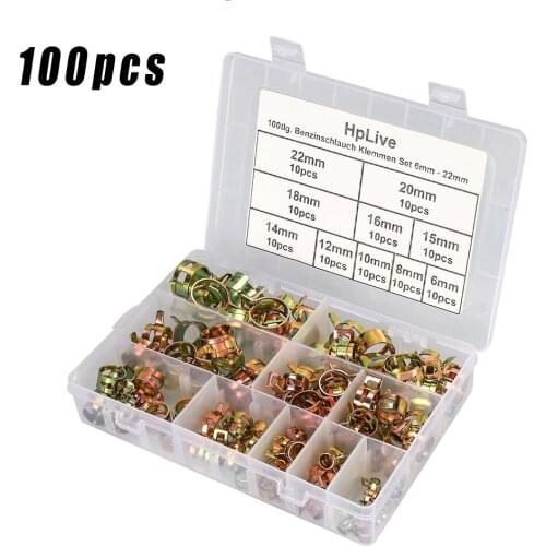 Air Tube Hose Clip Fuel Line Replacement Water Pipe Carbon steel Spring 100Pcs