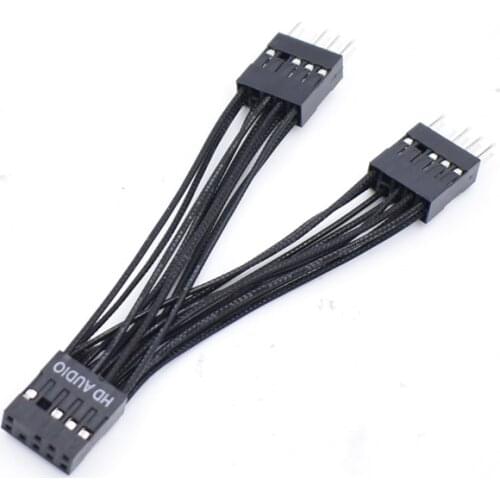 2PCS Motherboard 9Pin HD Audio female to 2 male Port Multiplier Y Splitter Extension Cable