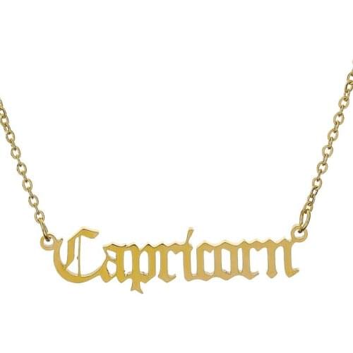 2020 Fashion Old English Custom Letter Necklace Stainless Steel 12 Zodiac Constellation Capricorn Pendant Necklaces
