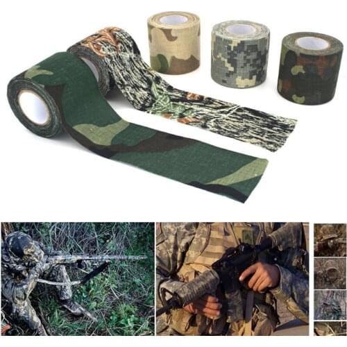 4.5*500cm Plastic Retractable Non-woven Outdoor Camouflage Hunting Cycling Stickers Tape Army Camo Wrap Sniper Rifle Hide Tape